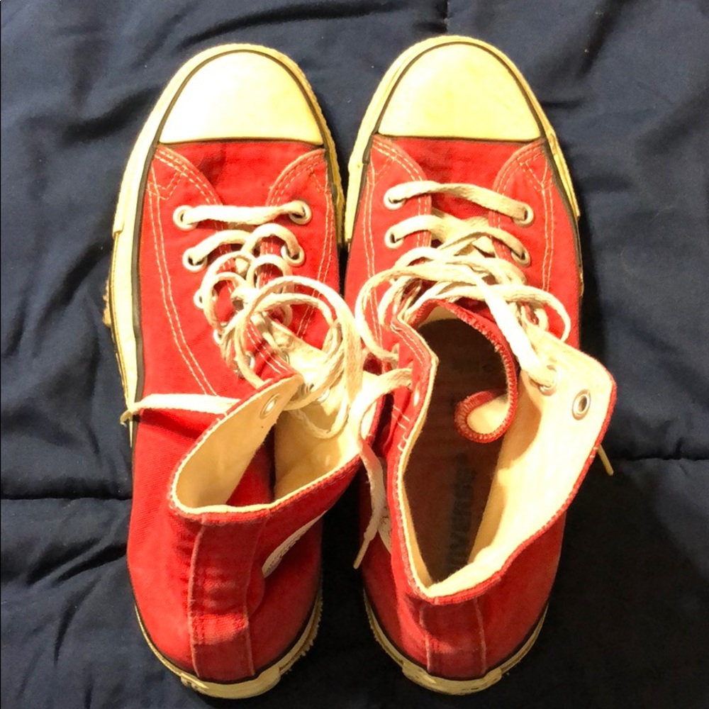 Red high top canvas Converse All Star Chucks